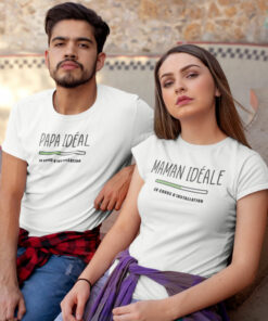 Pack 2 T-shirts - Papa Idéal - Maman Idéale