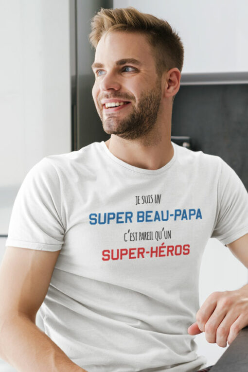 Teeshirt Homme - Je Suis Un Super Beau-Papa C'est Pareil Qu'un Super-Héros