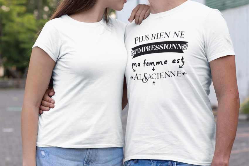 MARIAGE couple tee shirts just married, cadeau EVJF lendemain de