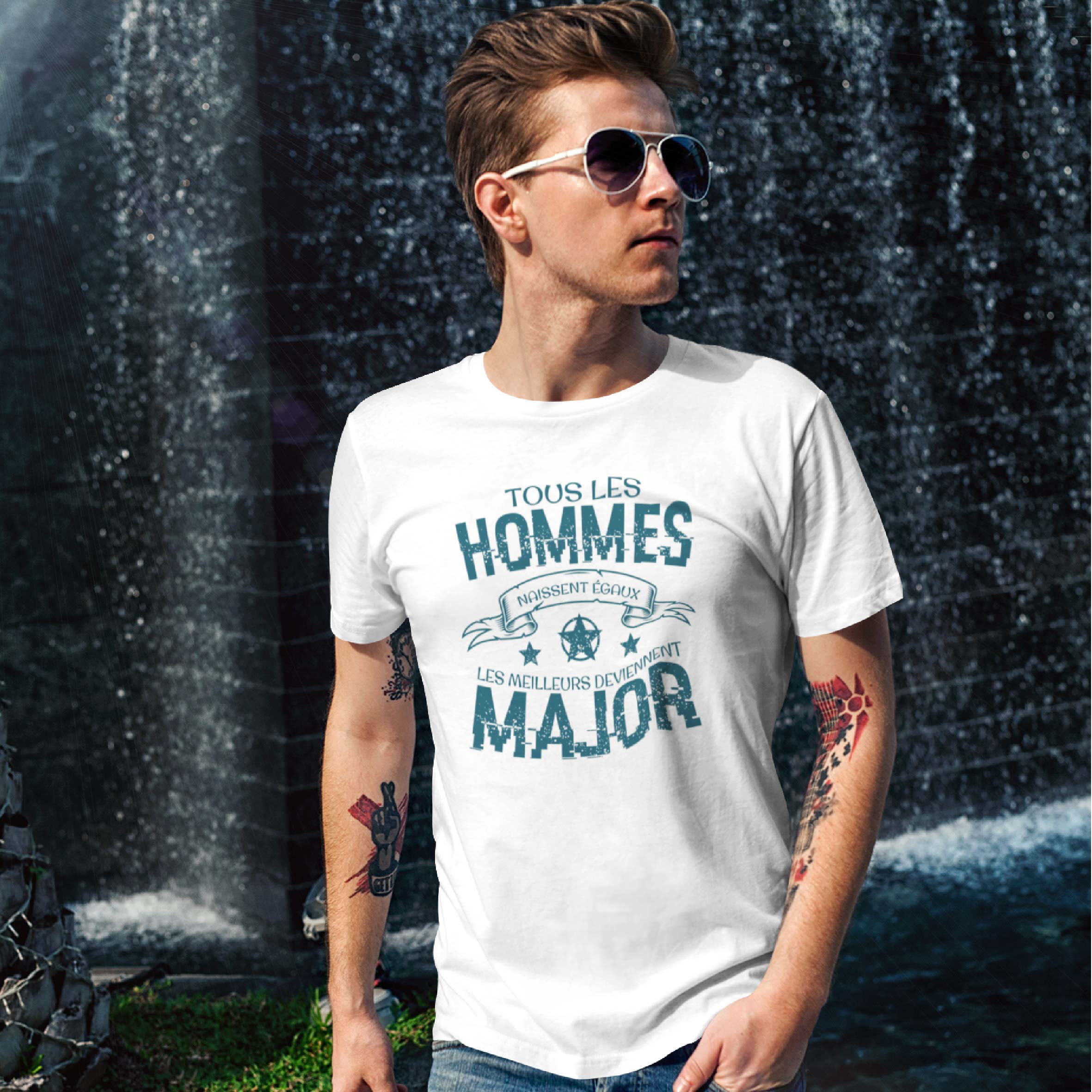 Teeshirt Homme - Tous Les Hommes Naissent Égaux Les Meilleurs Deviennent Major